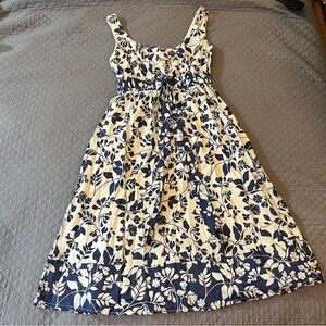 100% Cotton F.L.P. Blue And White Floral Sleeveless Dress